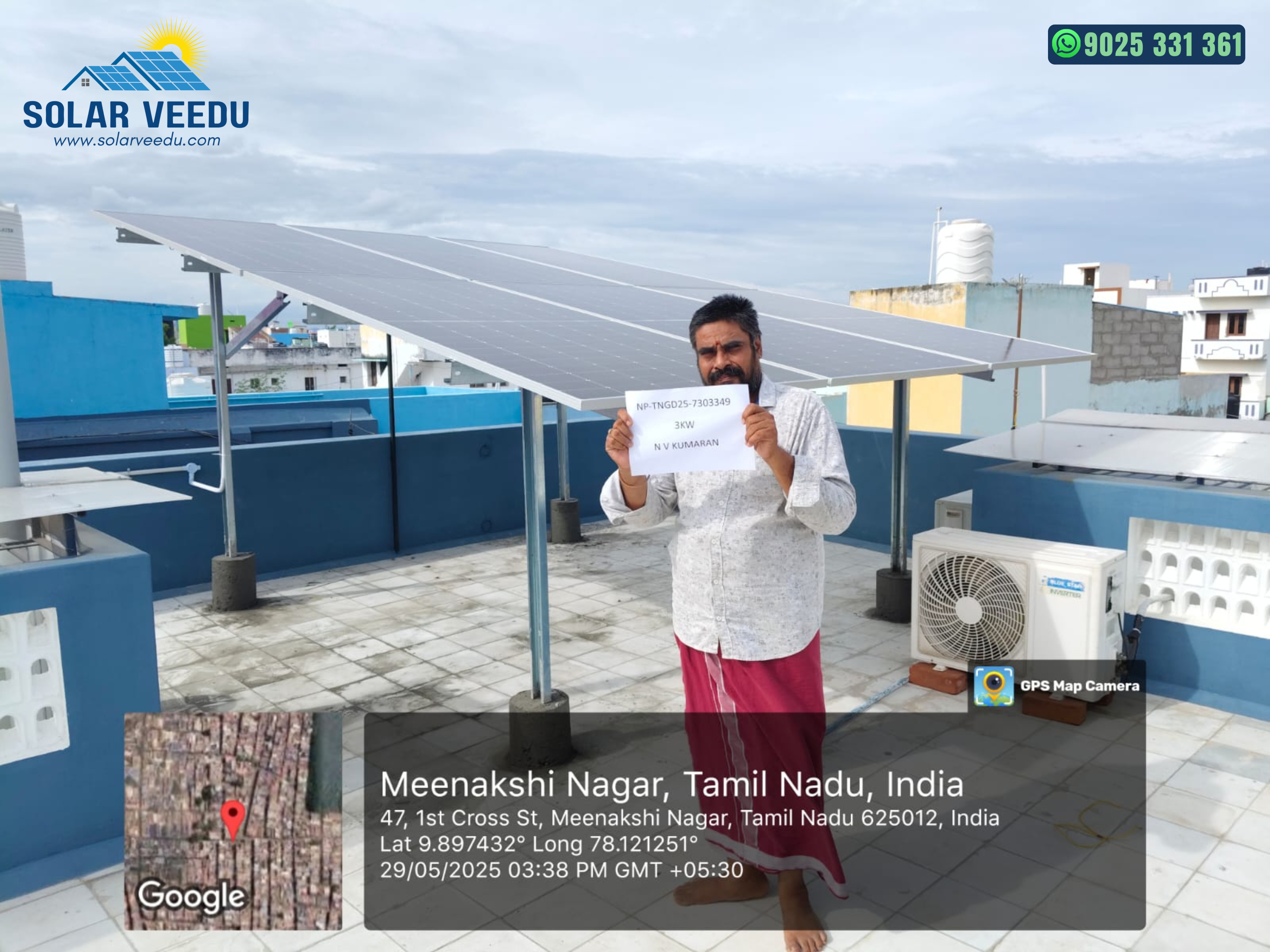 3.3 KW in Meenakshi Nagar, Madurai District – Rs.78,000 Subsidy